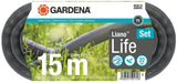 18445-20 Λάστιχο Υφασμάτινο Gardena Liano Life 1/2"-15m Σετ με Ακροφύσιο & συνδέσμους OGS