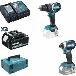 Makita DLX2180TJ1 Κρουστικό Δραπ. 18V DHP484 Παλμικό Κατσαβίδι DTD153 με 3 μπαταρίες 18V/5.0A σε Makpac - mytoolstore.gr