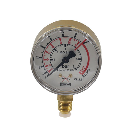 ΜΑΝΟΜΕΤΡΟ MAXY ARGON/CO2 LP - Φ 63 mm - RANGE 0-6 bar - RED MARK 32L/min=4 bar - G1/4 MALE - WIKA