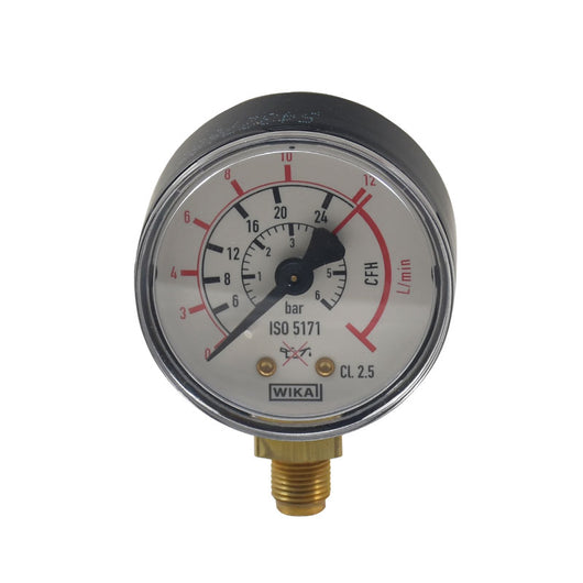 ΜΑΝΟΜΕΤΡΟ MINI ARGON/CO2 LP - Φ 50 mm - RANGE 0-6 bar - RED MARK 12L/min=4 bar - G1/8 MALE - WIKA