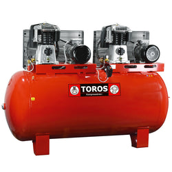 ΑΕΡΟΣΥΜΠΙΕΣΤΗΣ ME 2 ΚΕΦΑΛΕΣ ΜΕ ΙΜΑΝΤΑ 900LIT/20HP-(10+10)HP ΜΕ ΠΙΝΑΚΑ Υ/Δ