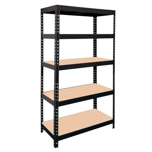 ΡΑΦΙΕΡΑ ΜΕΤΑΛΛΙΚΗ 90x40x180cm ΜΑΥΡΗ, 210kg 5 ΡΑΦΙΑ MDF