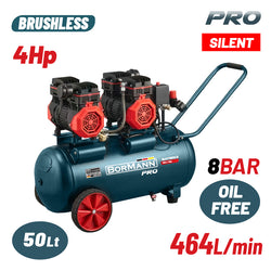 BORMANN BAT5013 Αεροσυμπιεστής Μονομπλόκ,Oil Free,Silent,Brushless,4Hp,50L,464L/min - e-mytoolstore.gr