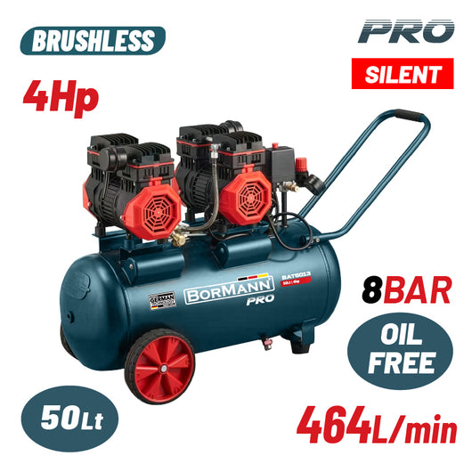 BORMANN BAT5013 Αεροσυμπιεστής Μονομπλόκ,Oil Free,Silent,Brushless,4Hp,50L,464L/min - e-mytoolstore.gr