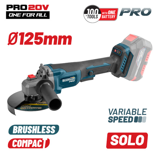 BORMANN Pro BBP3650 Γωνιακός Τροχός Brushless Ρυθμιζόμενος 20V, Li-Ion, SOLO - e-mytoolstore.gr