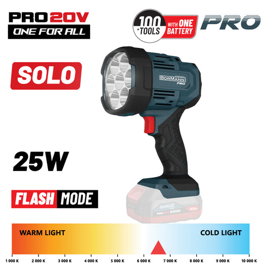 BORMANN Pro BBP3905 Φακός Προβολέας Μπαταρίας 20V, 1000/2500Lm, SOLO - e-mytoolstore.gr