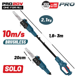 BORMANN Pro BBP4220 Τηλεσκοπικό Κονταροπρίονο Μπαταρίας 20V,Λάμα 20cm,Αυτόματη Λίπανση,Βαλίτσα, SOLO - e-mytoolstore.gr