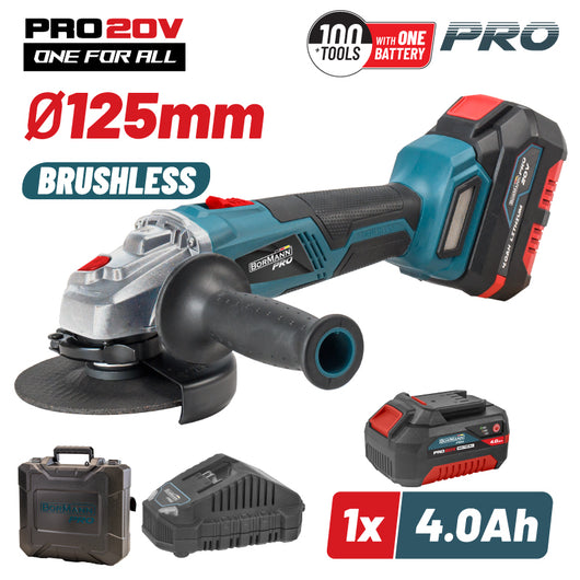 BORMANN Pro BBP5130 Γωνιακός Τροχός Brushless 20V, 125mm & Μπαταρία 4Ah