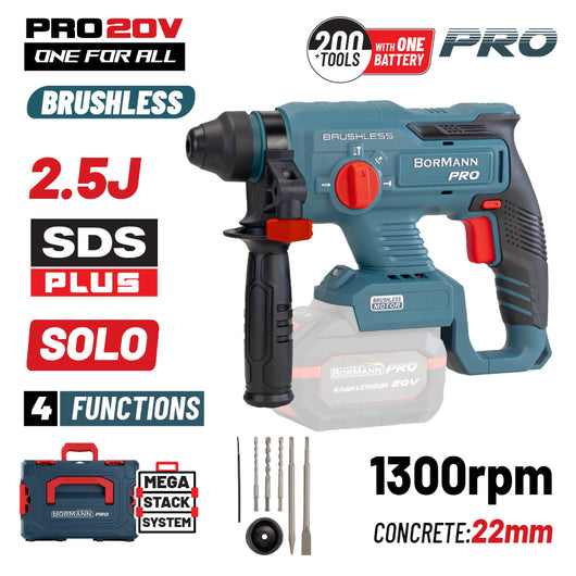 BORMANN Pro BBP5302CA Πνευματικό Σκαπτικό Μπαταρίας SDS-PLUS Brushless 20V, 2.5J, 0-1300rpm
