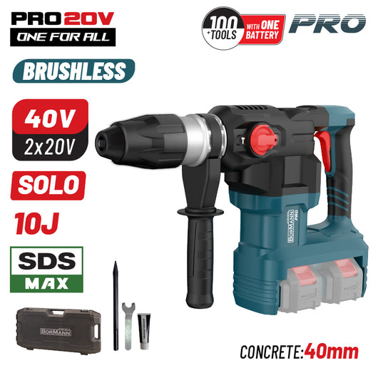 BORMANN Pro BBP5370 Περιστροφικό Πιστολέτο Μπαταρίας SDS-MAX Brushless 40V (2x20V),Li-Ion,10J,6.8kg