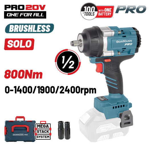 BORMANN Pro BBP5387CA Μπουλονόκλειδο,Brushless Mπαταρίας 20V,Li-Ion,800Nm,0-1400/1900/2400rpm,SOLO