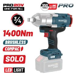 BORMANN Pro BBP5390 Μπουλονόκλειδο Brushless Mπαταρίας 20V, Li-Ion,1400Nm,0-900/1200/1500rpm,SOLO - e-mytoolstore.gr