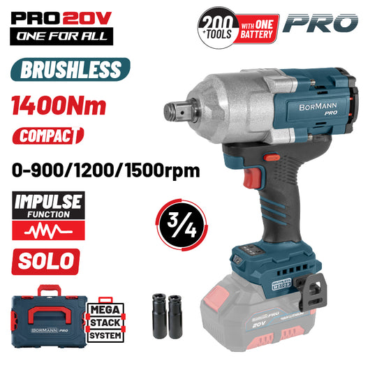 BORMANN Pro BBP5391CA Μπουλονόκλειδο Brushless Mπαταρίας 20V,Li-Ion,1400Nm,0-900/1200/1500rpm,SOLO