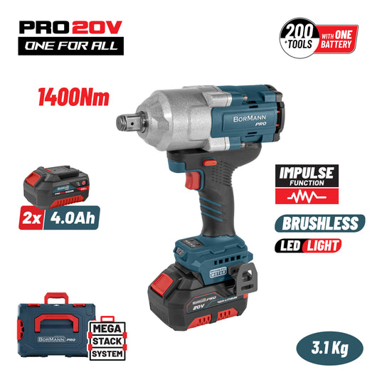 BORMANN Pro BBP5392X44CΑΜπουλονόκλειδο Brushless Mπαταρίας 20V,Li-Ion,1400Nm,0-900/1200/1500rpm,SOLO