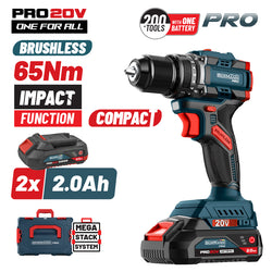 BORMANN Pro BBP5401X22CA Κρουστικό Δραπανοκατσάβιδο Compact Brushless Μπαταρίας 20V, 2x2ah - e-mytoolstore.gr