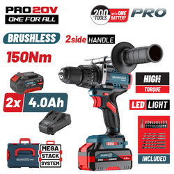 ΒΟRMANN Pro BBP5406X44CA Δραπανοκατσάβιδο Κρουστικό,Compact,Brushless Μπαταρίας 20V,Li-Ion,2x4Ah - e-mytoolstore.gr