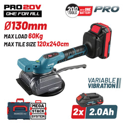 BORMANN Pro BBP5426X22C Βεντούζα-Δονητής Πλακιδίων 20V,Li-Ion,2x2Ah,130mm,60kg,3500-8000rpm