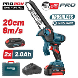 BORMANN Pro BBP5441X22C Κλαδευτικό Αλυσοπρίονο Mπαταρίας 20V Brushless,2x2Ah,Λάμα 20cm,1.3kg - e-mytoolstore.gr