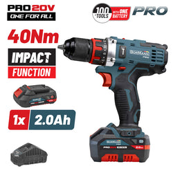 BORMANN Pro BBP5446X2 Δραπαν/βιδο Κρουστικό 20V, 1x2Ah, Li-Ion, 40Nm, 2 Ταχύτητες - e-mytoolstore.gr