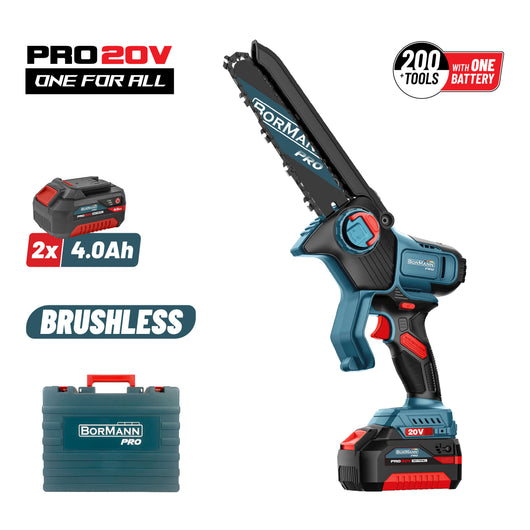 BORMANN Pro BBP5448X44C Κλαδευτικό Αλυσοπρίονο Mπαταρίας 20V Brushless,2x2Ah,Λάμα 20cm,1.3kg