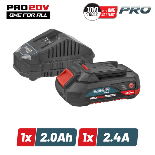 BORMANN Pro BBP9920 Starter Kit 20V, Mπαταρία 2.0Ah & Φορτιστής 2.4Α - e-mytoolstore.gr