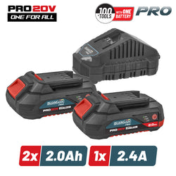 BORMANN Pro BBP9922 Starter Kit Μπαταρίες 2x2.0Ah & Φορτιστής 2.4Α - e-mytoolstore.gr