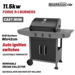 BORMANN Elite  BBQ6031 Ψησταριά Υγραερίου FORGE 3+1 Εστιών με Μαντεμένια Σχάρα - e-mytoolstore.gr