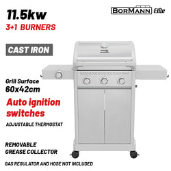 BORMANN Elite BBQ7031 Ψησταριά Υγραερίου LEGEND 3+1 Εστιών με Μαντεμένια Σχάρα LUXURY TYPE - e-mytoolstore.gr