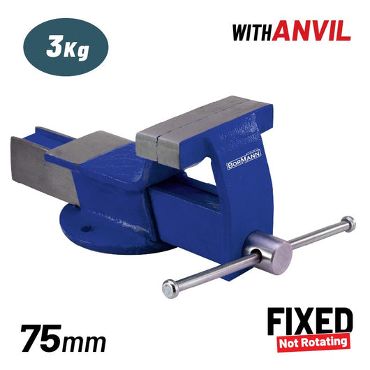 BORMANN BBV2000 Μέγγενη, Σταθερή Βάση με Αμόνι, 75mm, 3kg