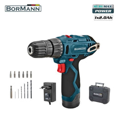 BORMANN BCD2010 Δραπανοκατσάβιδο Μπαταρίας 12V, Li-Ion,Βαλίτσα με Εξαρτήματα - e-mytoolstore.gr