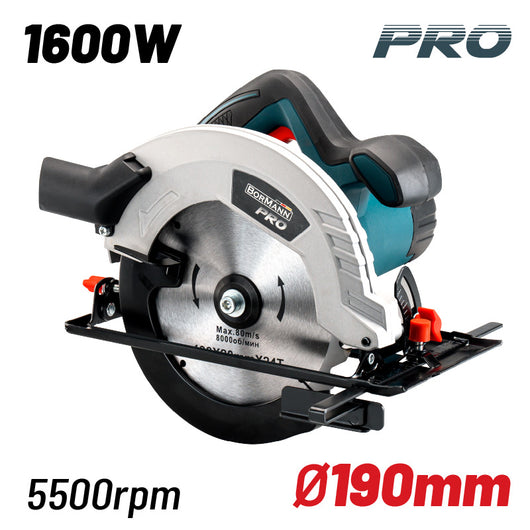 BORMANN Pro BCS1600 Δισκοπρίονο 1600W,Φ190,5500rpm,Δίσκος 24Τ