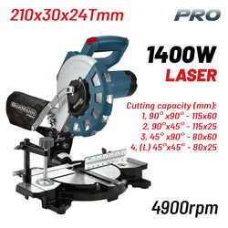 BORMANN Pro BDX2135 Φαλτσοπρίονο Φ210x30mm 24T,1400W,4900rpm,LASER - e-mytoolstore.gr