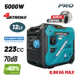 BORMANN Pro BGB2050 Γεννήτρια Βενζίνης Inverter με Ρόδες Συνεχ.Απόδοση 5000W,223cc,70dB-Τηλεχειρισμό - e-mytoolstore.gr
