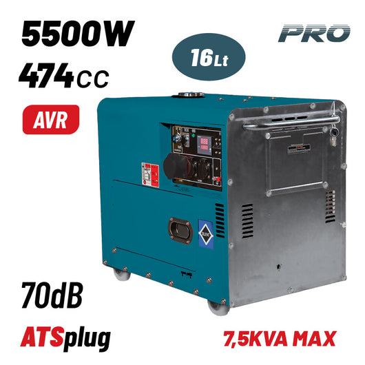 BORMANN Pro BGB9500 Μονοφασική Γεννήτρια Πετρελαίου 5500W,7kVA,70dB,AVR,Μίζα,Μπαταρία,Τροχοί & Πρίζα