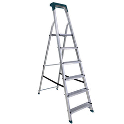 BORMANN Pro BHL9010 Σκάλα Αλουμινίου 5+1 Σκαλιά Με Θήκη Εργαλείων - e-mytoolstore.gr