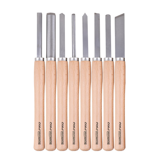 BORMANN Pro BHT7849 Σετ Σκαρπέλα με Ξύλινη Βάση (Ξυλογλυπτικής) 8 τμχ - e-mytoolstore.gr