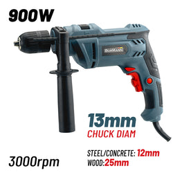 BORMANN BID6300 Δράπανο Κρουστικό 900W,0-3000rpm,Τσοκ Αυτόματο 13mm,Οδηγός Βάθους