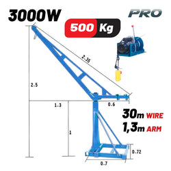 BORMANN Pro BPA6100 Ηλεκτρικό Παλάγκο (Γερανάκι) με Βάση,500kg,με Θερμικό Διακόπτη - e-mytoolstore.gr