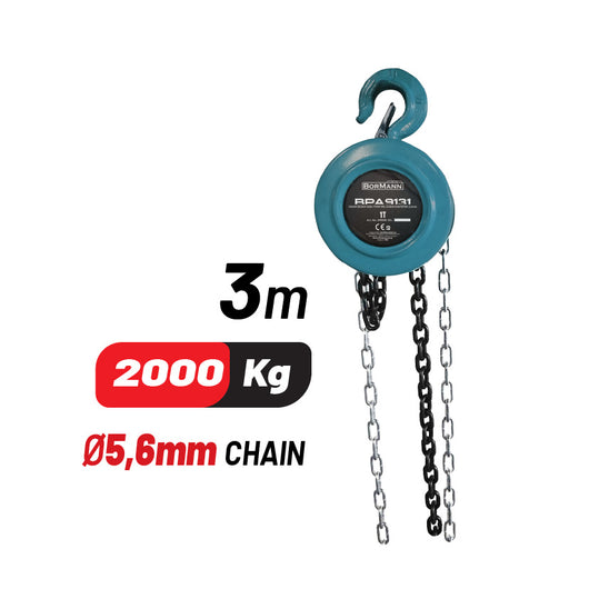 BORMANN BPA9231 Παλάγκο Αλυσίδας 2T, 3M, Διάμετρος Αλυσίδας 5.6mm - e-mytoolstore.gr