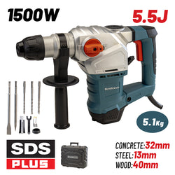 BORMANN BPH4000 Σκαπτικό Περιστροφικό Πιστολέτο SDS-PLUS 1500W,5.5J,βαλίτσα με εξαρτήματα - e-mytoolstore.gr