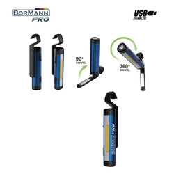 BORMANN Pro BPR6023 Φακός/Λάμπα Εργασίας Επαναφορτιζόμενος Led 250Lm, 360° Περιστροφή Κεφάλης - e-mytoolstore.gr