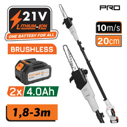 NAKAYAMA Pro EC1615 Τηλεσκοπικό Κονταροπρίονο Μπαταρίας 21V,2x4Ah, Λάμα 20cm, Αυτόματη Λίπανση - e-mytoolstore.gr