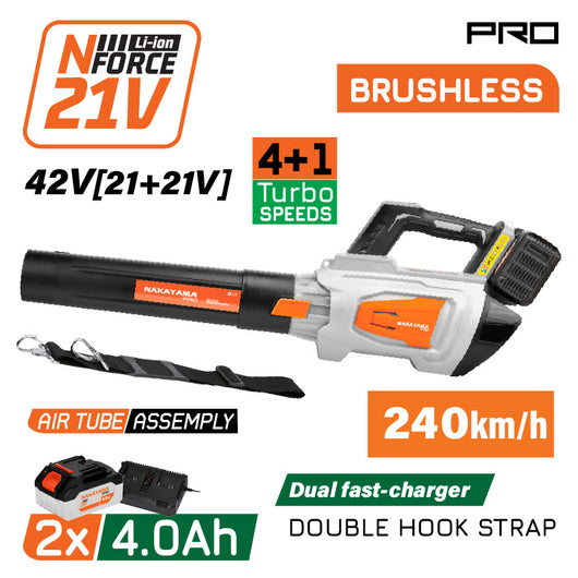 NAKAYAMA Pro EC1719X44 Φυσητήρας Brushless Mπαταρίας 42V,Li-Ion,2x4.0Ah,240km/h - e-mytoolstore.gr