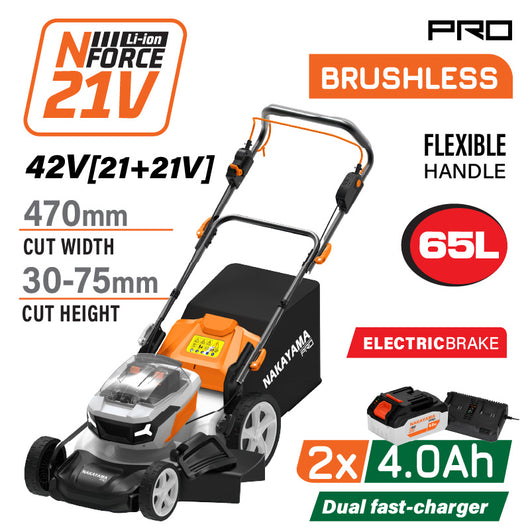 NAKAYAMA Pro EC1730X44 Μηχανή Γκαζόν Αυτοκινούμενη Μπαταρίας Brushless 42V,2x4Ah,Κοπή 47cm