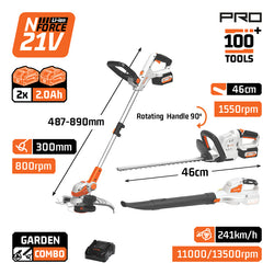 NAKAYAMA Pro EC1740X22T3 Σετ Κήπου Μπαταρίας, Φυσητήρας, Ψαλίδι Μπορντούρας & Θαμνοκοπτικό, 2x2Ah