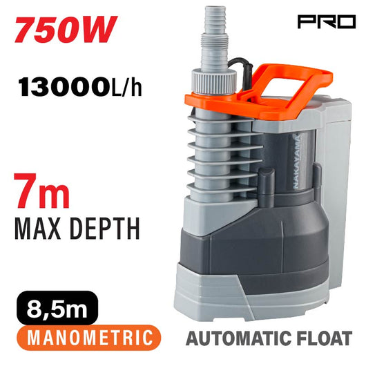 NAKAYAMA Pro NP1070 Αντλία Όμβριων Ενσωματωμένο Φλοτέρ 750W - e-mytoolstore.gr