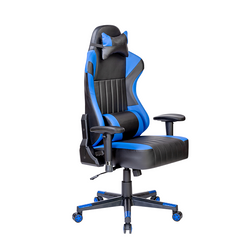 ΚΑΡΕΚΛΑ GAMING ZEUS I,  ΜΕ ΑΝΑΚΛΙΣΗ ΚΑΙ ΡΥΘΜΙΖΟΜΕΝΑ ΜΠΡΑΤΣΑ,56x69x124-134cm, ΜΑΥΡΟ & ΜΠΛΕ BSF1825